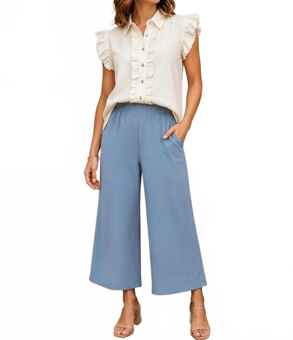 NEW PICADILLY wide leg gaucho pant in dusty blue